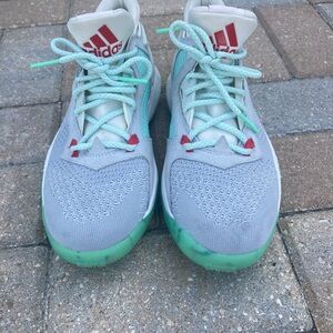 ADIDAS D Lillard 2 PDX Carpet MEN'S 6.5 White Gray Mint Green Shoes Damian Dame